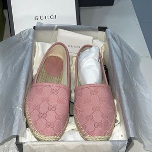 Gucci GG Soft Pink Formentera Espadrilles Size 35.5